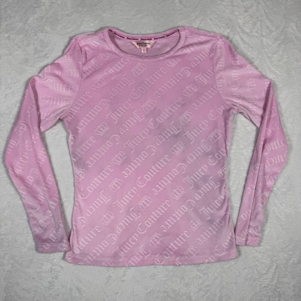 Juicy Couture Sleepwear Pink Long Sleeve Logo Print Women's Large Top Soft